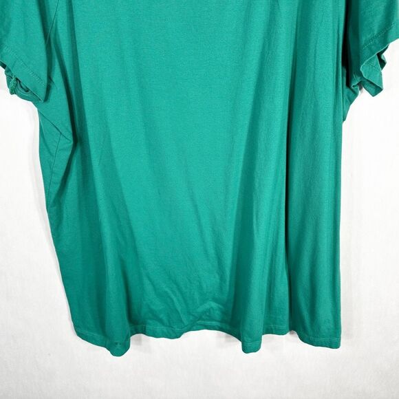 Woman Within Plus Size 2X 26W 28W Top Green Scoop Neck Short‎ Sleeve Cotton 491 - Picture 4 of 6